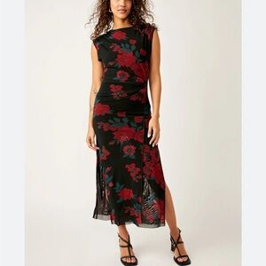 Free People Carmel Midi Dress Midnight Combo Floral